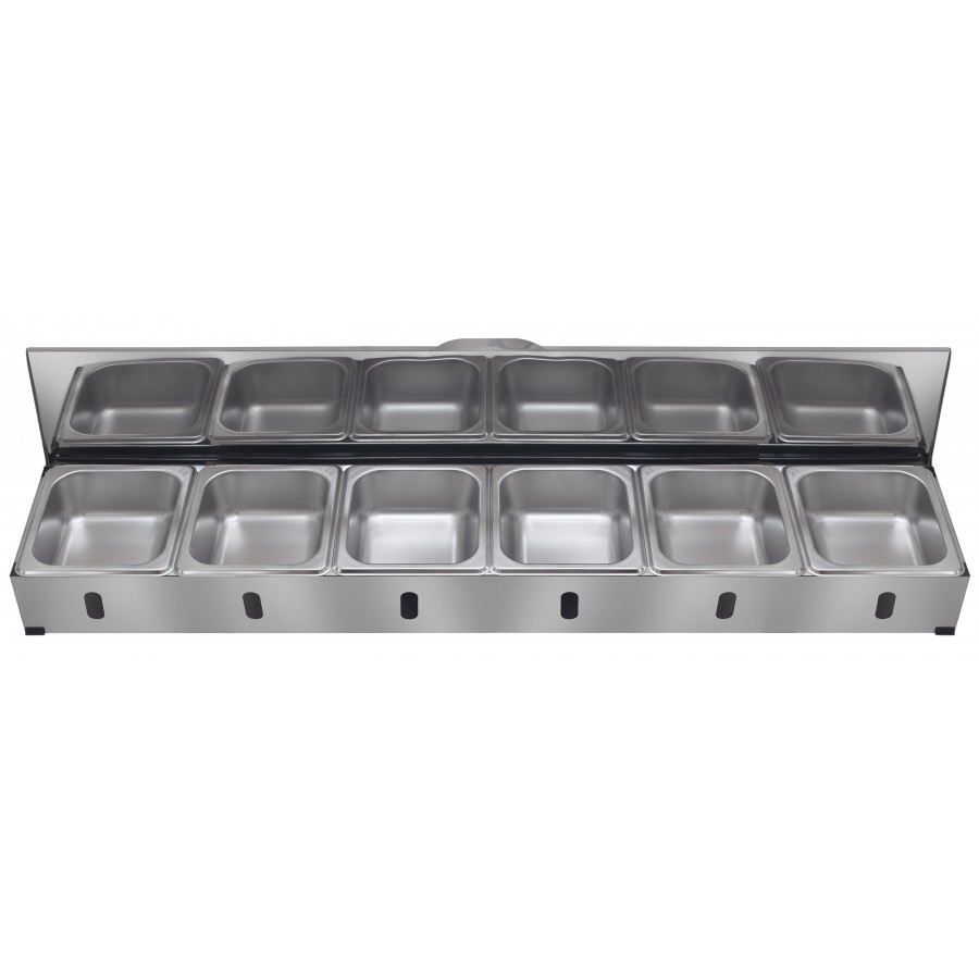 Condimentadora Pizzarola Inox 6 Cubas Inox Tampa Reta - Aisa